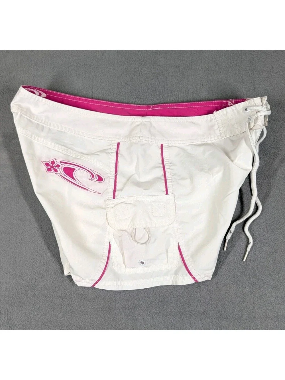 O'Neill Womens 11 White Pink Board Shorts Surf Swim Beach Drawstring Stretch